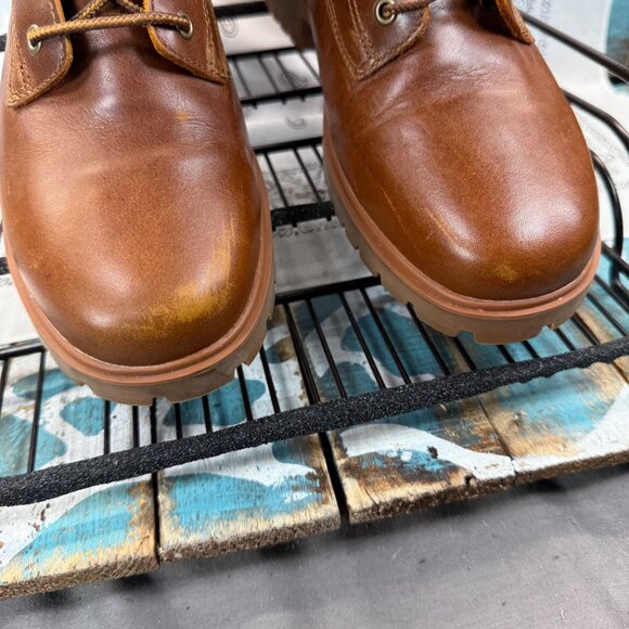 New Sample Timberland Jayne 6" Wtrprf Boots Brown Ankle Distressed Woman Sz 9.5 - Picture 4 of 10